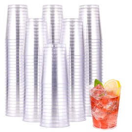 JOLLY CHEF 10 oz Clear Disposable Plastic Cups 200 Pack, Clear Plastic Cups Tumblers, Heavy-duty Party Glasses, Disposable Cups for Wedding, Thanksgiving, Christmas Party