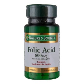 cido Flico 800mcg Natures Bounty, 250 Tabletas  Suplemento Mxima Potencia, Sin Gluten ni Conservadores, Apoyo Nutricional Esencial para Mujeres y...  