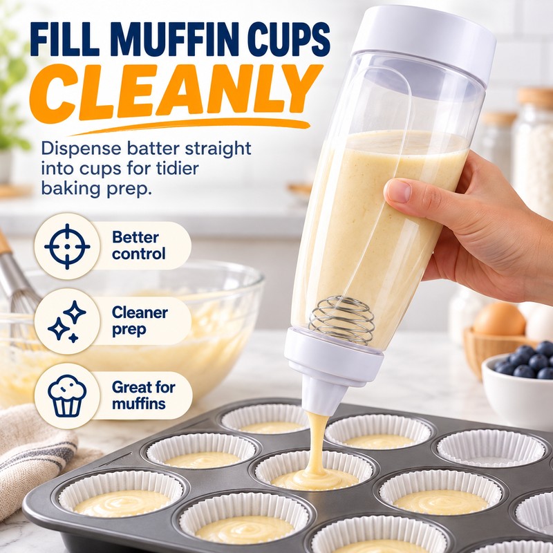 Hand-Crank Batter Dispenser for Baking – Silicone Mixing and Measuring