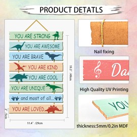 Rutiyoka Dinosaur Room Decor for Boys Bedroom Wall Dino Inspirational Art Kids Wood Decorations Little Boy Nursery Toddler Sign