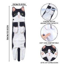 GWAWG Cat Funny Hand Towels,Cute Bathroom Kitchen Towels,Decorative Hanging Kitchen Towel,Cat Gifts for Cat Lovers,Gifts for Women Mum Christmas Girls(Cow)