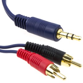 kenable 3.5mm Stereo Jack to 2 RCA Phono Plugs Audio Lead SHIELDED Cable GOLD 10m [10 metres]