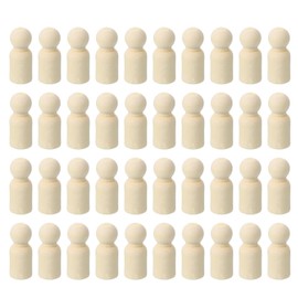 PATIKIL 1.69" Tall Wooden Peg Doll 52 Pieces Wooden Pegs Doll Papa Unpainted Body Natural Wooden Figures Painting DIY Craft Art Graffiti