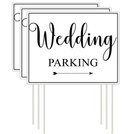 3 Pcs Double Sided Wedding Directional Signs 14.37 x 11.22 inch