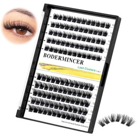 Bodermincer 120 Clusters 10mm+12mm/12mm+14mm Mixed Lash Cluster False Eyelash Individual Cluster EyeLashes Grafting Fake False Eyelashes Eyelash Extension (M01-Black-12mm)