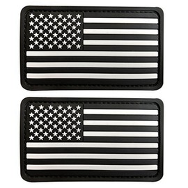 2 Pieces 2x3.5" Soft 3D PVC Rubber US USA American Flag Patch (White)