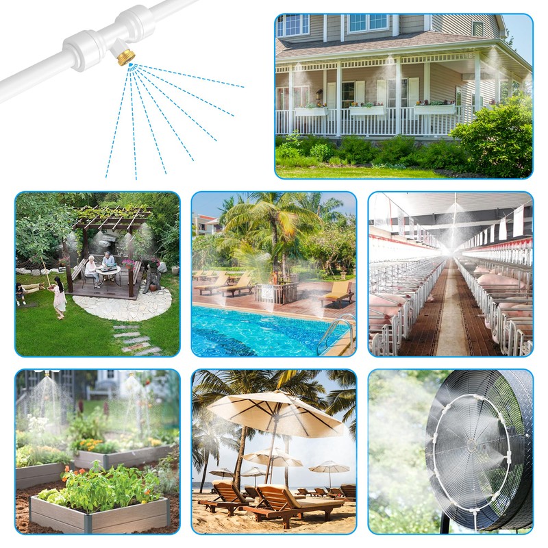 Misting Systems White, Outside Patio Misters, 100FT Misting Cooling System+30