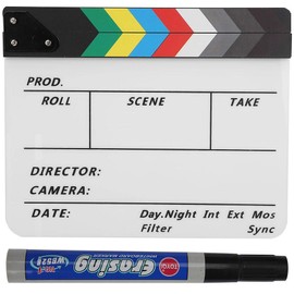 Escena de director de acrílico, claqueta de cine de TV, tablero de acción, accesorio de corte de película, con bolígrafo(PAV1)