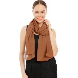 Shawl Factory HEIDI Long Soft Sheer Light Brown Chiffon Scarf for Women Wrap — Shawls and Wraps — Fashion Scarfs Scarves for Women Lightweight —71" L x 27.5" W