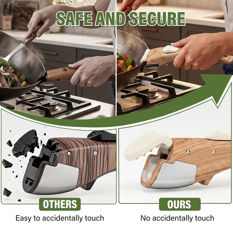 MENGBEI Detachable Pot Handle Wood-Like, Universal Detachable Pot Handles,Pot Handles