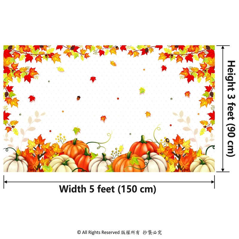 Cheerland 3x5 ft Fabric Fall Party Decoration Thanksgiving Pumpkin and