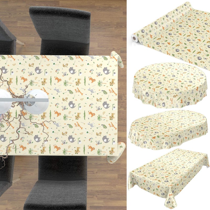 ANRO Tablecloth, Oilcloth, Wipeable Waxed Table Cover, Washable Tablecloth