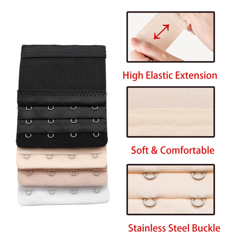 Wuyituart 4 Pcs Bra Extenders 4 Hooks Plus Size 3