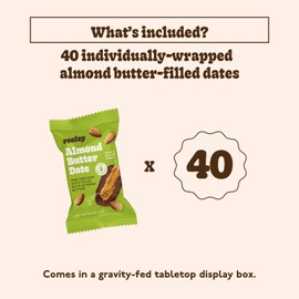 Realsy Filled Medjool Dates, Organic Dates with No Sugar Added, Gluten-Free, Vegan, All Natural Healthy Snack, Single Wrapped (40 ct) (Almond Butter)