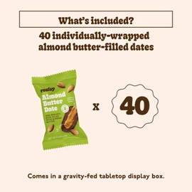 Realsy Stuffed Medjool Dates, Organic Dates with No Sugar Added, Gluten-Free, Vegan, All Natural Healthy Snack, Single Wrapped (40 ct) (Almond Butter)