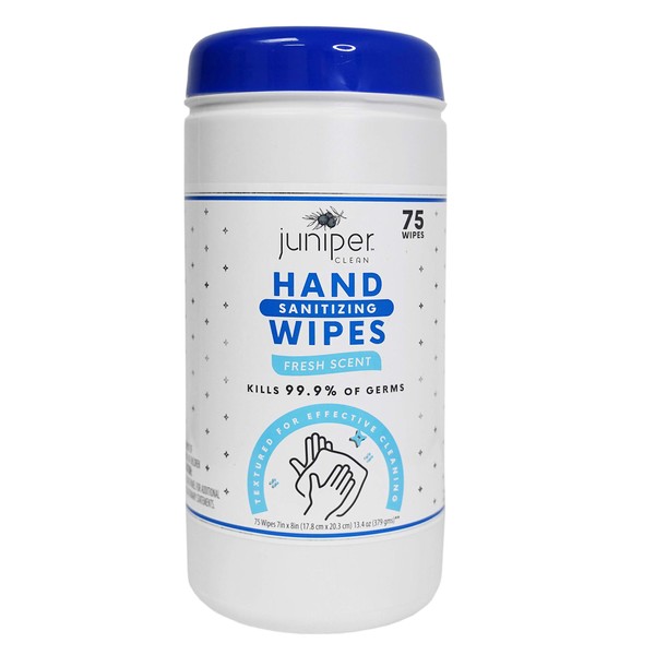 Juniper CLEAN, 1 Pack Hand Sanitizing Wipes, Alcohol Free 75 Count Canister Disposable Hand Sanitizer Wipes, Fresh Scent, Lint Free & Durable