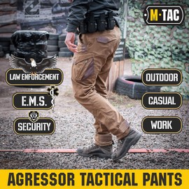 Aggressor Flex - Tactical Pants - Men Black Cotton with Cargo Pockets (Coyote Brown, W34 / L30)