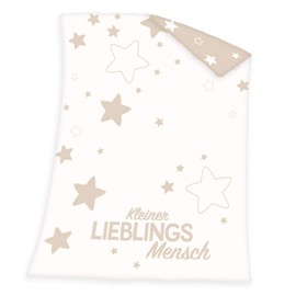 Herding Baby Best Organic Knitted Blanket, GOTS Certified, Favourite Person Motif, 75 x 100 cm, Cotton/Knit, White/Brown, 75 x 100 cm