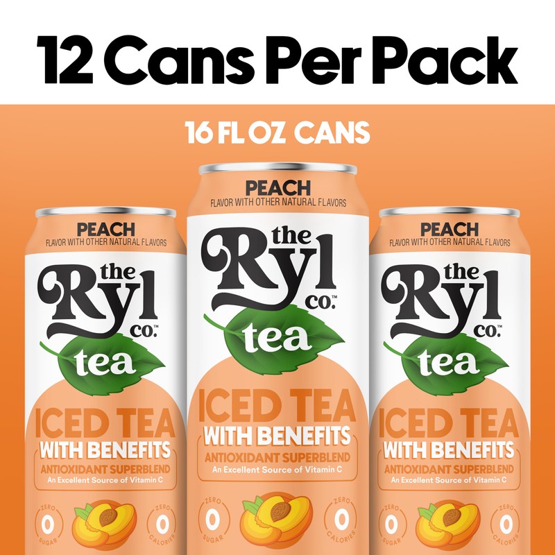 Ryl Iced Tea, Peach, Antioxidant Superblend, Zero Sugar, Low Carb,