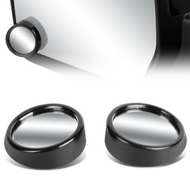 Universal Pair of 2 inches Diameter Circle Designed Back Rear View Convex Lens Blind Spot Mirror + Black Bezel
