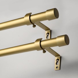 Curtain Rods Modern Minimalist Style,3/4 Inch Diameter Adjustable Curtain Rods for Windows, 16-144", Gold, 2 Pack