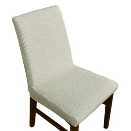 Lawalon Elastic Dining Chair Covers (Light Gray, Set of 2), Waterproof Linen-Blend Slipcovers with Textured Feel, Stretch Protectors for Dining Room, Restaurant, or Banquet Chairs, Machine Washable