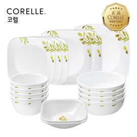 Corel Olive Garden Square 4-Person 16P Home Set / 코렐 올리브가든 사각 4인 16P 홈세트