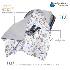 Medi Partners Swaddling Blanket 100% Cotton Waffle 85 x 85 cm Cuddly Blanket for Pram Baby Seat Universal Baby Blanket Double-Sided Baby Blanket Buggy Car Seat