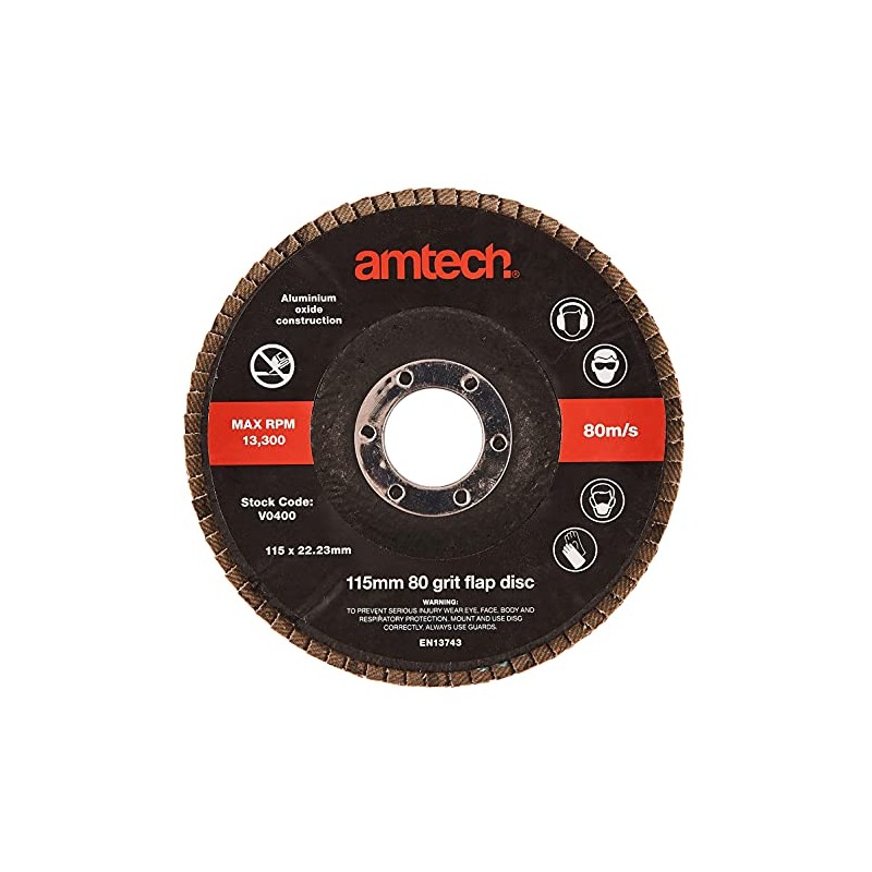 Amtech V0400 115mm 80 grit flap disc