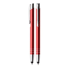 WPRO Toccara | Set of 2 | Ballpoint Pen & Input Pen 2-in-1 | Smartphone & Tablet | Thin 3D Touch Screen Stylus Pen Tip | Touch Pen | Red