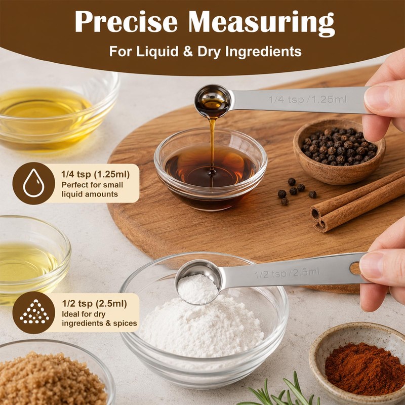 Thfaeyta 4 PCS Metal Measuring Spoons 1/4 TSP, 1/2 TSP,