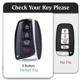 WORCAS TPU Smart Key Fob Case Compatible with Santa Fe Genesis G80 Equus Azera(Black-Gold)