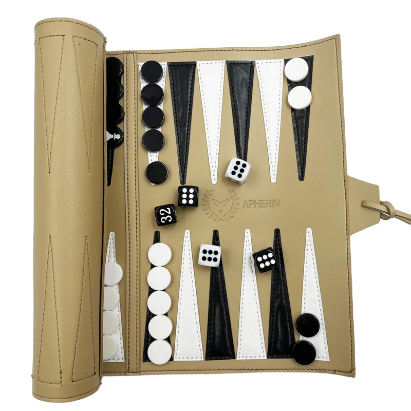 Apherin Rolling Travel Backgammon Chess Lady 3 in 1 -