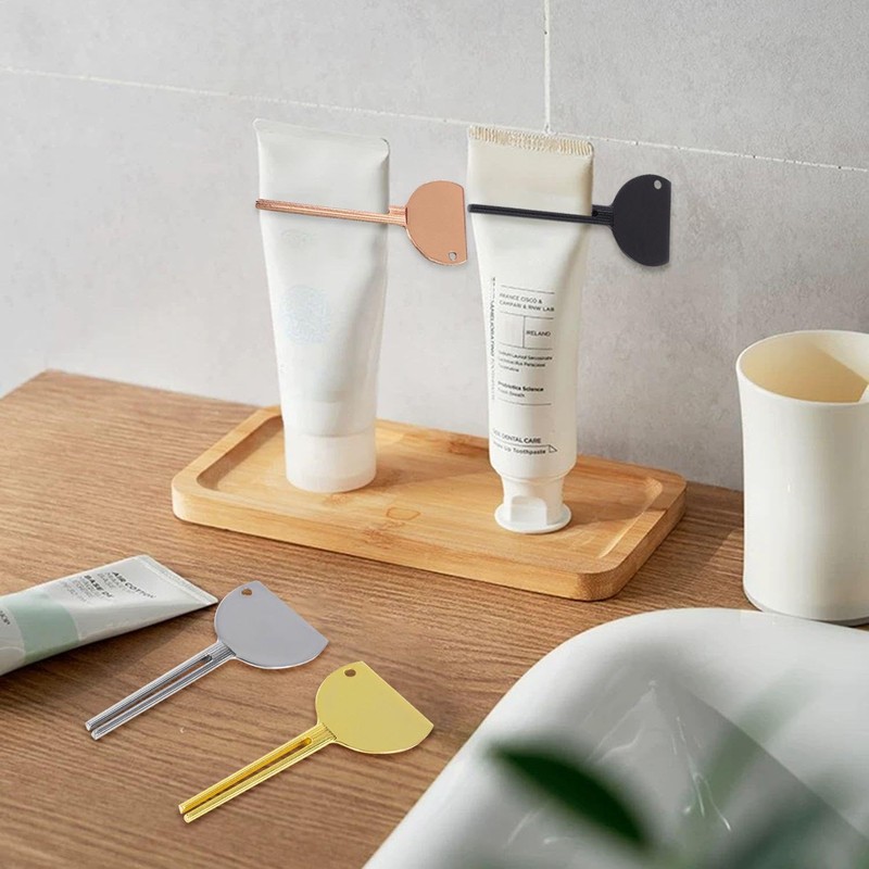 4-Piece Toothpaste Tube Squeezer, Metal Tube Squeezer, Simple Solid Color