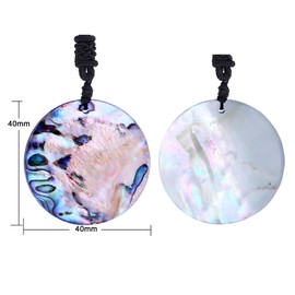 Nupuyai Natural Abalone Shell Pendant Necklace for Women, Colourful Shell Pendant with Adjustable Cord 18"-25" Round Shape