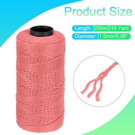 QUARKZMAN Nylon Cord 3 Strands Twisted Masonry Line 1.5mm x 218 Yards Nylon Cord for DIY Projects Gardening Gift Wrapping Christmas Party Supplies Dusky Pink