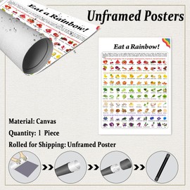 Eat a Rainbow Chart, Colorful Fruits & Vegetables Diet Guide, Nutritional Food Reference Print, Healthy Eating Tracker, Diet Poster for Kitchen Decor-11x14Inch Ready to Hang (Unframed)