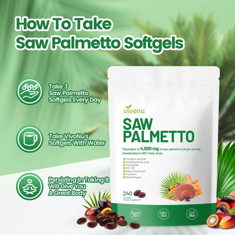 VivoNu Saw Palmetto Extract 8 in 1, Pumpkin Seed Oil
