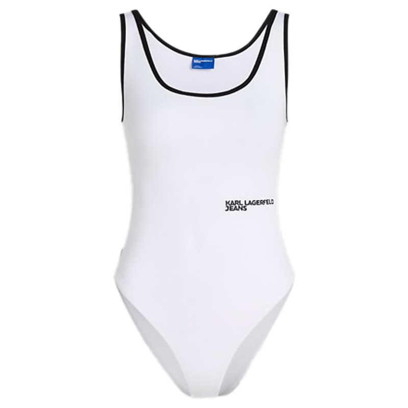 Karl Lagerfeld Jeans Women's Ribbed Body Vest, White, L