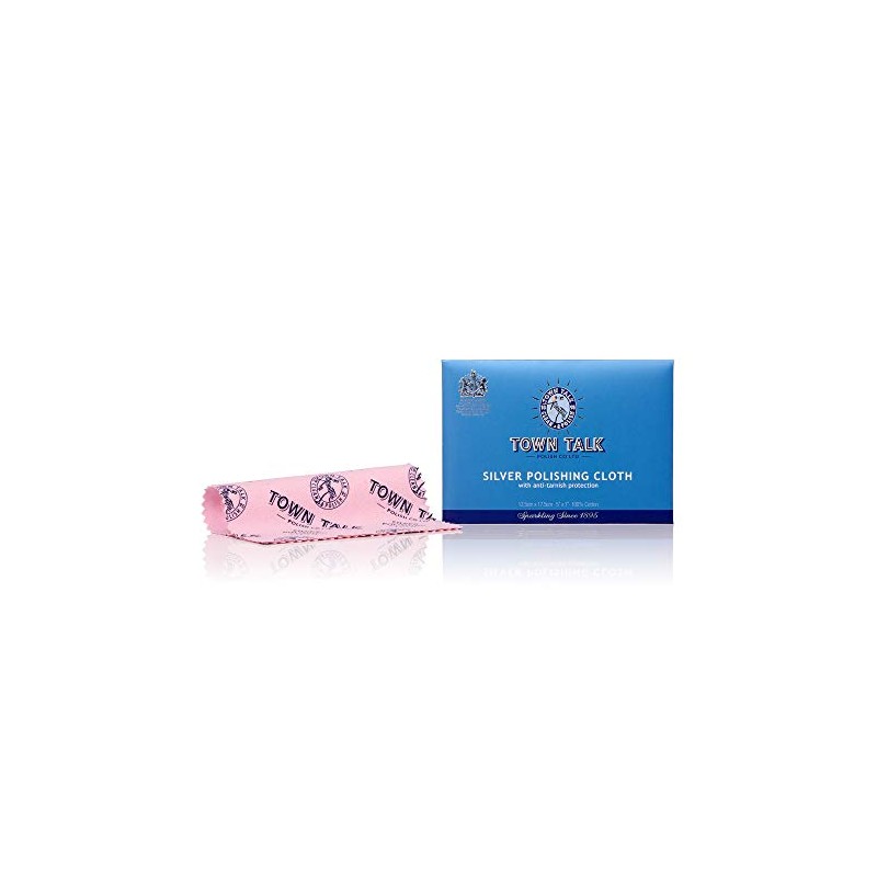 Town Talk Anti-Tarnish Silver Polishing Cloth for Silver Jewellery 12x17cm