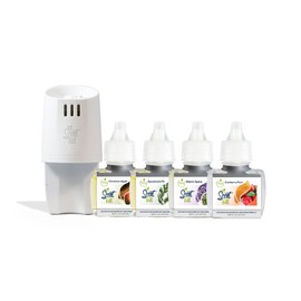 Scent Fill Holiday Kit (Cinnamon Apple, Sycamore Fir, Warm Spice, and Cranberry Plum), 4 Refills + Diffuser