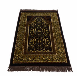 homeart Muslim Prayer Mat, Soft Plush Thin Islamic Prayer Rug, Janamaz Sajada Praying Rug, Islamic Gift for Men Women, Ramadan Eid Hajj Gift, Jeddah