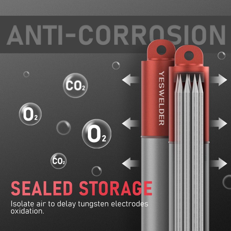 YESWELDER TIG Tungsten Electrode Red Storage Tube for WT20 Welding