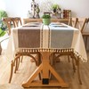 Marstree Splice Embroidered Table Cloth Washable Cotton Linen Tassel Geometric