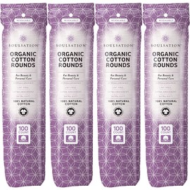 SoulSation Organic Cotton Rounds, 400 Count - Makeup Remover Pads for Face, Lint-Free