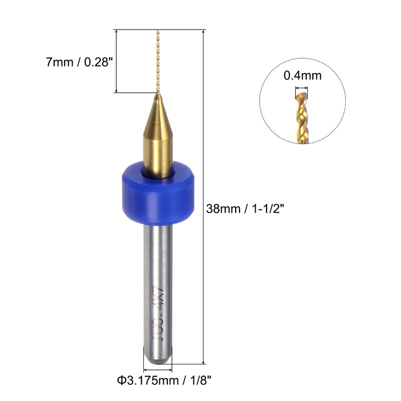 sourcing map 10pcs PCB Drill Bits 1/8" Shank 0.4mm Titanium