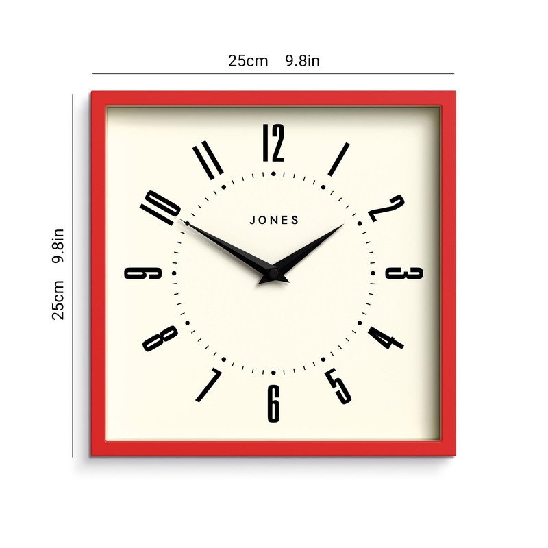 JONES CLOCKS® Box Wall Clock | Retro Square Clock |