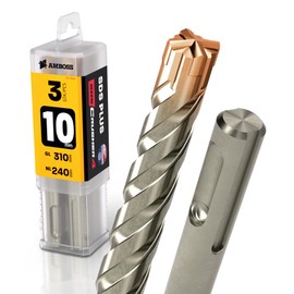 SDS Plus Hammer Drill Bit 4 x Cutting PGM Diameter 10 mm x 240 mm - Amboss Werkzeuge SDS Crusher 4 - HM Concrete Drill Carbide Professional Drill Bit 10 mm x 240 - Masonry Drill Reinforced Concrete