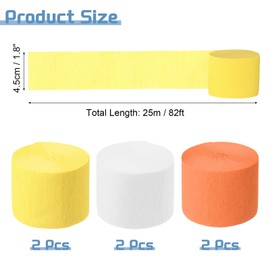 MECCANIXITY 6 Roll 492 ft Crepe Paper Streamers, Wedding Decoration Streamers Party Decoration for Wedding Valentine's Day Festival Backdrop, Orange, Yellow, White