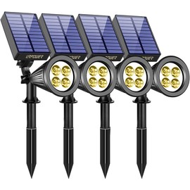 URPOWER Solar Lights Waterproof Solar Lights Outdoor 2-in-1 Adjustable Solar Spotlight Wall Light Auto On/Off Solar-Powered Landscape Lighting for Garden Yard Pathway Swimming Pool (4Pack, Warm White)